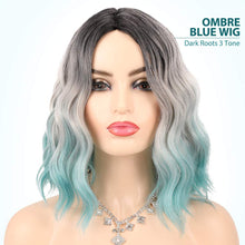 Load image into Gallery viewer, FHGZ P13946 ombre blue color short wavy synthetic wig