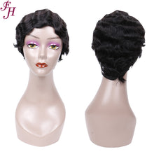 FH cheap machine made wig virgin human hair wig short curly wig