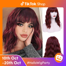 FHGZ P13614 beautiful wine red color wavy synthetic wig