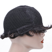 FH natural black virgin human hair wig short cut machine made wig