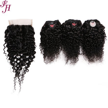 Load image into Gallery viewer, FH Q14387 raw human hair 3 pcs 10 inches hair bundles with lace closure