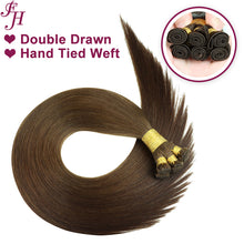 FH 100% human hair extensions dark brown hand-tied weft extensions