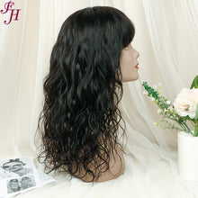 Load image into Gallery viewer, FH no lace glueness human hair machine made wig 2 bundles with bangs