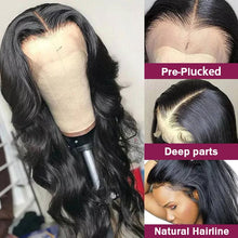Load image into Gallery viewer, FH raw virgin human hair wig body wave 13x4 transparent lace frontal wig