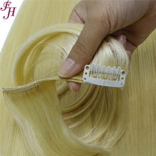 Load image into Gallery viewer, FH 613 blonde real human hair extensions clip 8 pieces clip in hair extensions