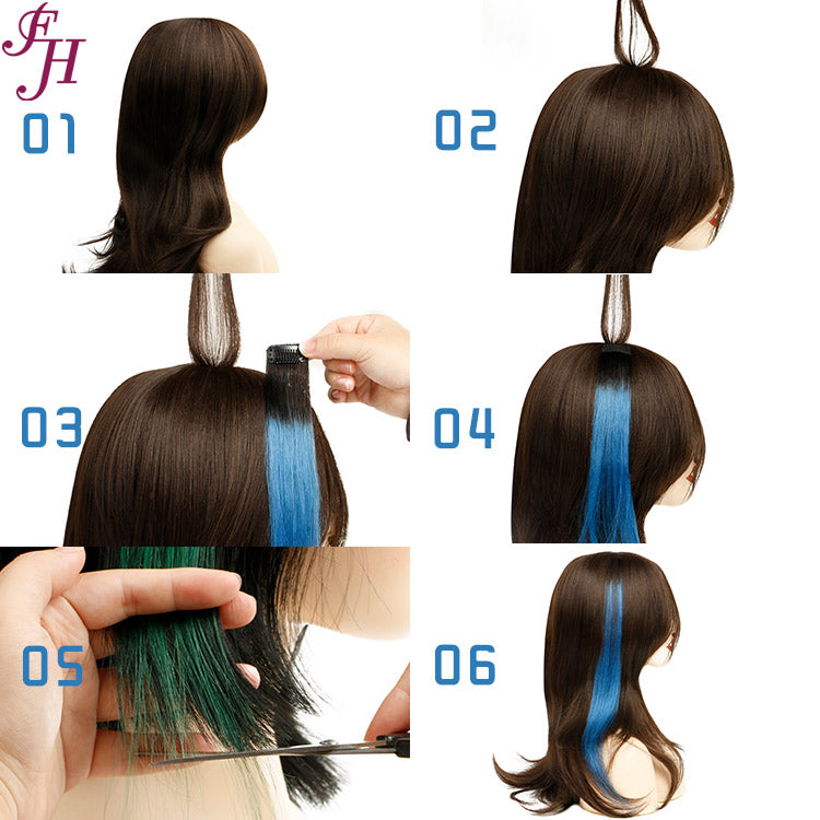 FH 2pcs one set multi colors ombre human hair clip in hair extensions