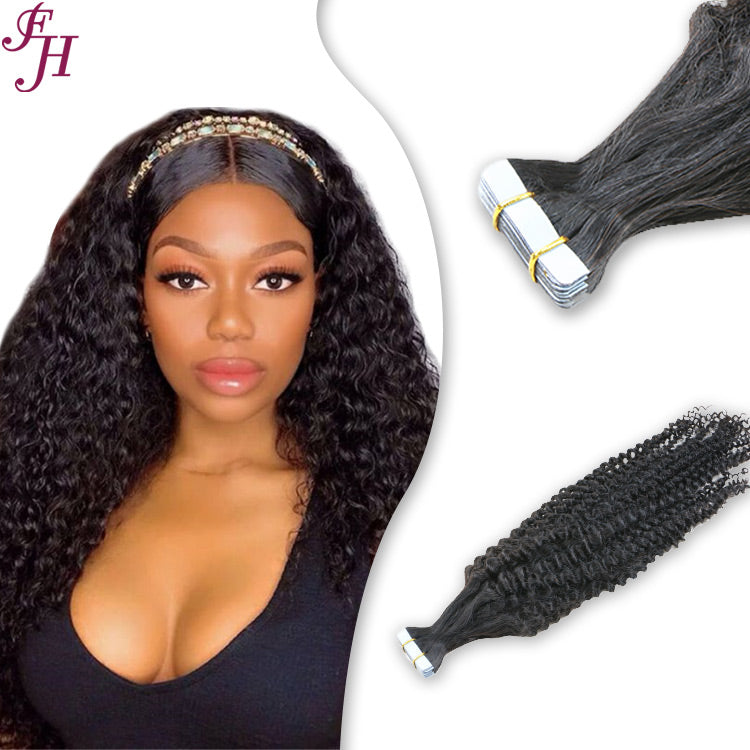 FH 100 percent original hair kinky curly tape hair extensions