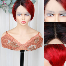 FH ombre color 1B&BUG human hair pixie lace frontal wig