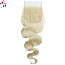 Load image into Gallery viewer, FH raw human hair 613 blonde 5x5 body wave lace closure