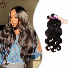 FH three pieces human hair extension black body wave bundles