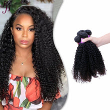 Load image into Gallery viewer, FH three piece raw indian virgin kinky curly human hair bundles