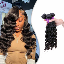 Load image into Gallery viewer, FH three pieces loose deep wave human hair bundles