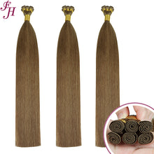 Load image into Gallery viewer, FH chocolate brown human hair hand tied weft hair extensions