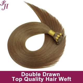 FH chocolate brown human hair hand tied weft hair extensions