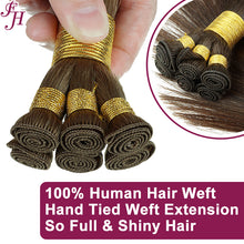 Load image into Gallery viewer, FH chocolate brown human hair hand tied weft hair extensions
