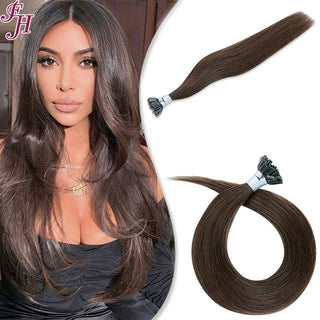 FH wholesale chocolate drown human hair u tip hair extensions