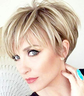 Creamily Short Blone Wigs Pixie Cut Hair Wig