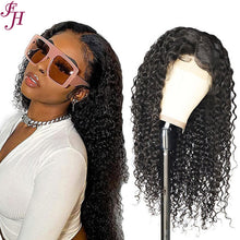 Load image into Gallery viewer, FH factory price raw hair deep curly 13x4 HD lace frontal wig human hair wig