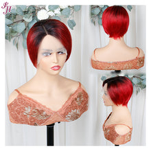 Load image into Gallery viewer, FH ombre color 1B&amp;BUG human hair pixie lace frontal wig