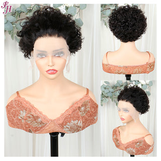FH high quality Q14389 natural black lace frontal human hair wig