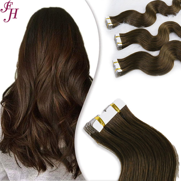 FH 100% human hair chocolate brown human hair tape hair extensions