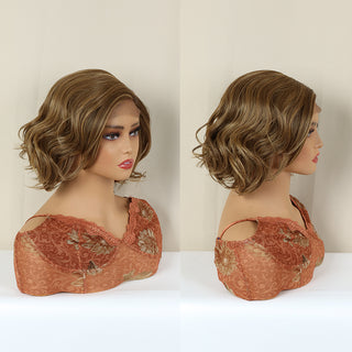 FH P13854 ombre color short wavy T part lace synthetic wig