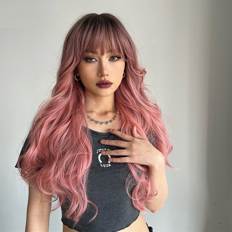 FHGZ P13962 pink color middle part synthetic wig