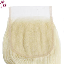Load image into Gallery viewer, FH raw human hair 613 blonde 5x5 body wave lace closure