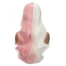 FHTK P13965 white and pink long straight hair bang wig synthetic wig