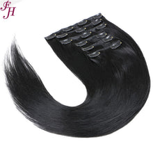 FH factory price natural black human hair clip in hair extensions 8pcs one set
