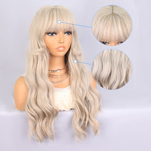 Load image into Gallery viewer, 24inch FH P14360 light blonde synthetic wig with bang