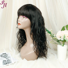 FH no lace glueness human hair machine made wig 2 bundles with bangs