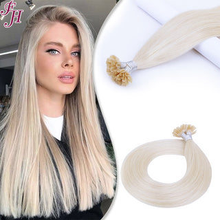 FH wholesale platinum blonde human hair u tip hair extensions