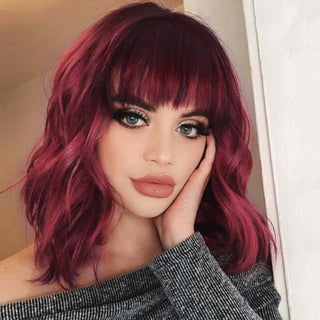 Creamily short red bob wave wig for women 614