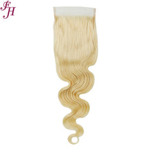 Load image into Gallery viewer, FH human hair 613 blonde 5x5 body lace closure