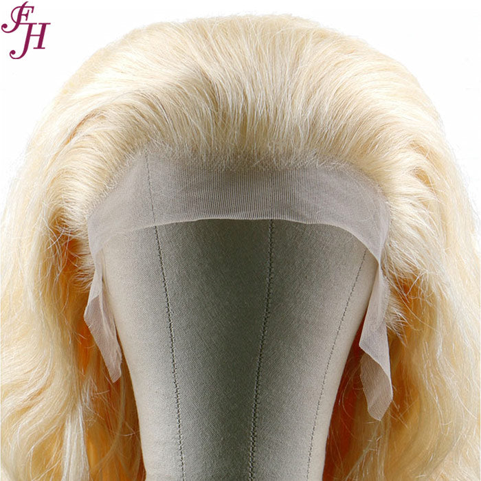 FH premade cuticle aligned hair 613 blonde body wave human hair wig 13x4 lace frontal wig