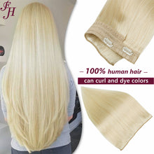 FH #60 platinum blonde real human hair extensions halo hair extensions