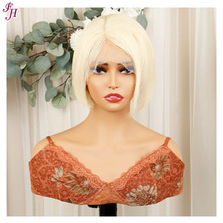 FH high quality 613 blonde short pixie human hair wig
