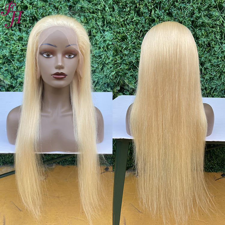 FH raw unprocessed human hair wig 613 blonde 13x4 straight lace frontal wig