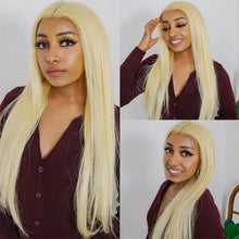 FH 100 percent human hair 613 blonde straight hair wig
