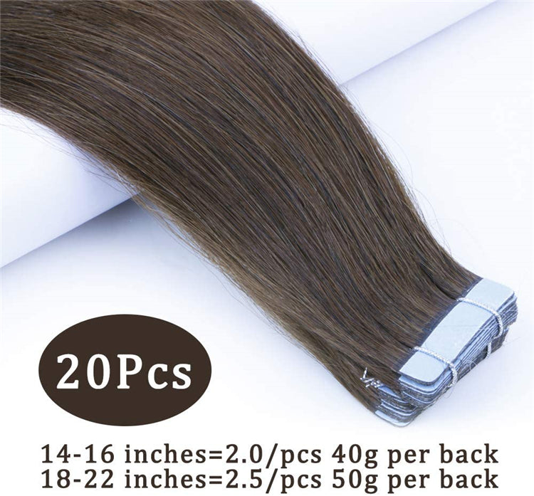FH 100% human hair chocolate brown human hair tape hair extensions