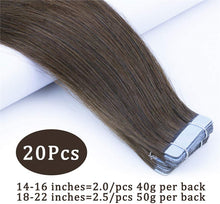 Load image into Gallery viewer, FH 100% human hair chocolate brown human hair tape hair extensions