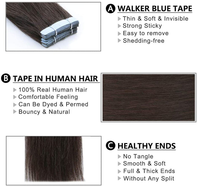 FH human hair invisible dark brown color virgin hair hair extensions