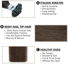Load image into Gallery viewer, FH factory price dark drown human hair u tip hair extensions