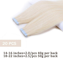 Load image into Gallery viewer, FH virgin raw human hair extensions 613 blonde tape hair extension