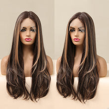 ✨2PCS 50% OFF✨ FH P13964 highlight straight middle part lace frontal synthtetic wig