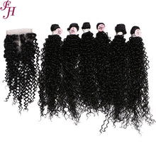 FH Q14412 curly wave 6 pcs 20 inch brazilian hair bundles with closure