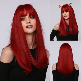 FHGZ P13961 bang wig red color synthetic wig