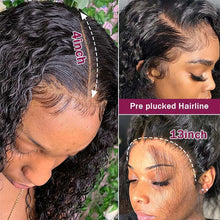 Load image into Gallery viewer, FH pre plucked virgin human hair wig deep wave 13x4 hd lace frontal wig