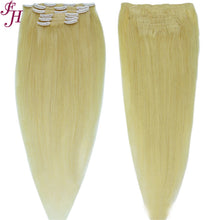 Load image into Gallery viewer, FH 613 blonde real human hair extensions clip 8 pieces clip in hair extensions
